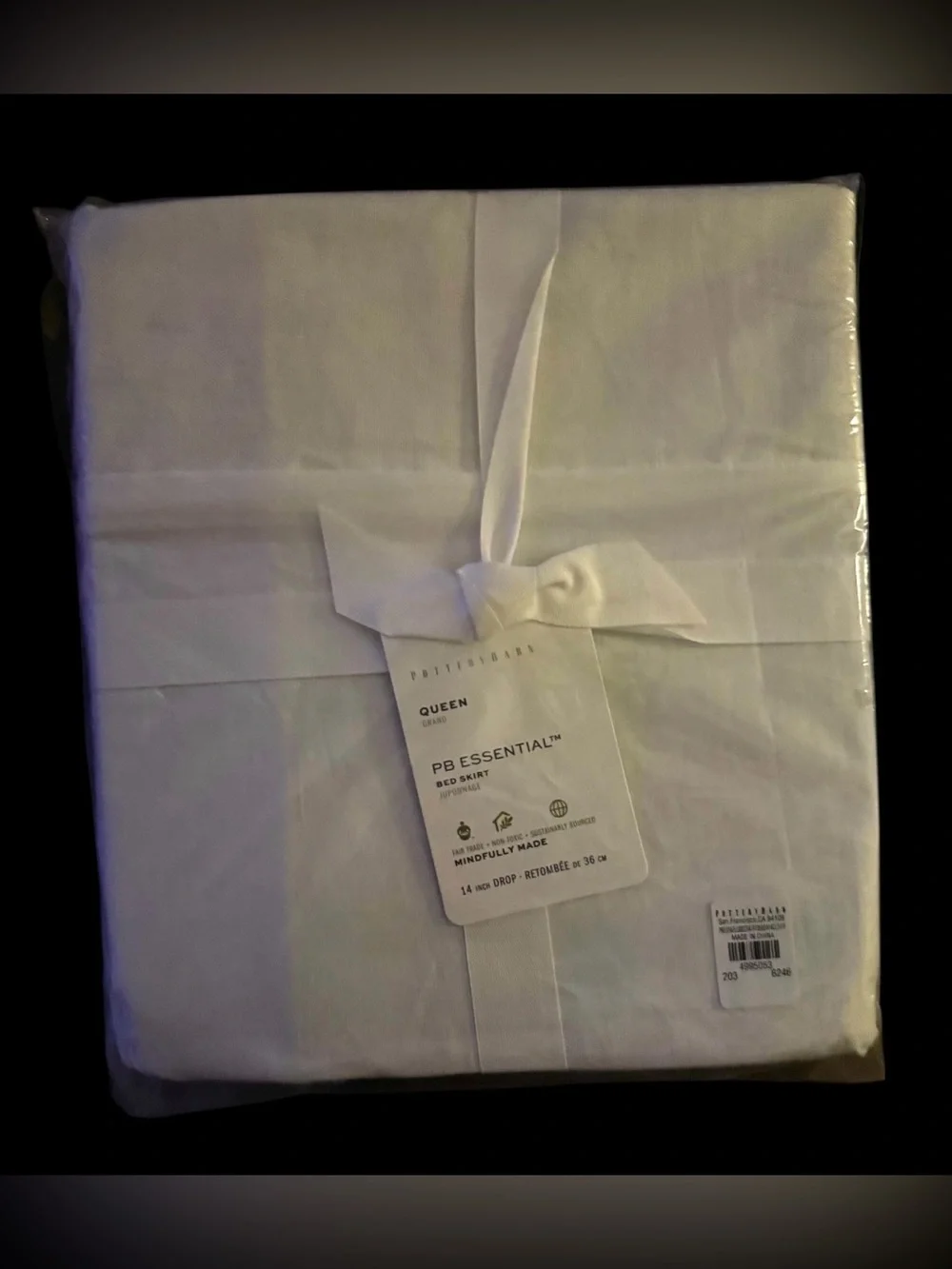 NWT Pottery Barn Essential Linen Cotton Bed Skirt Classic Ivory Crisp Summer